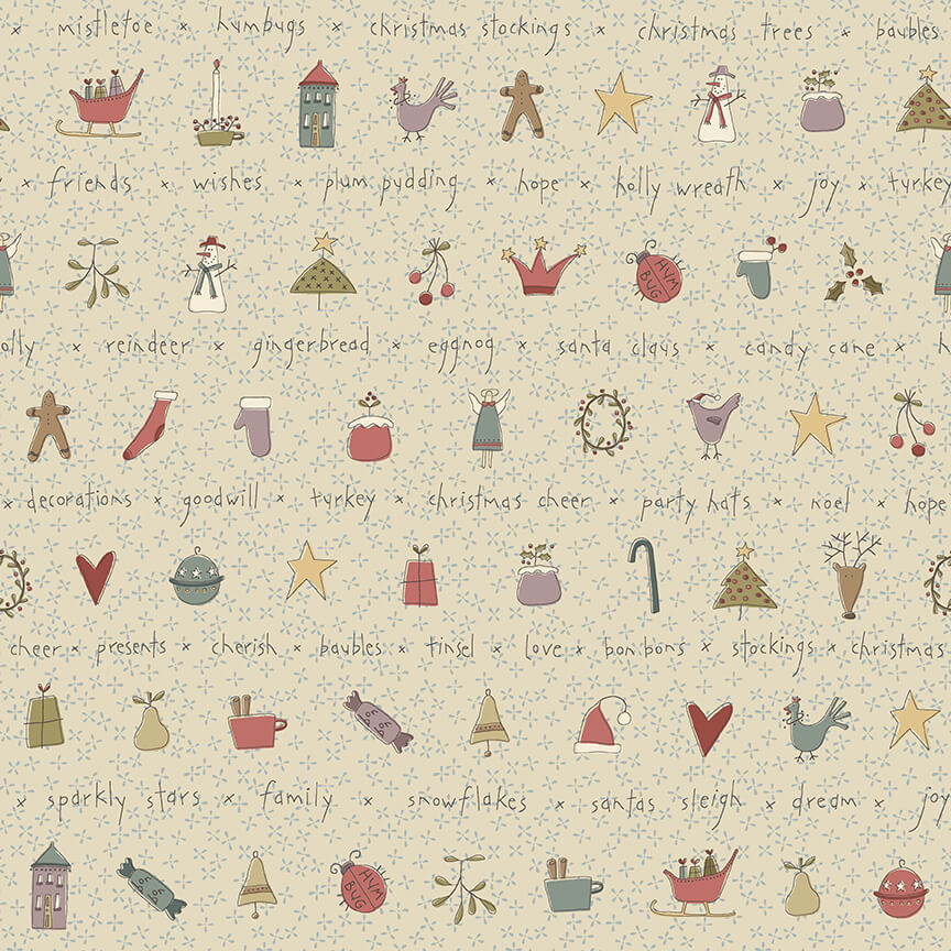 All For Christmas - 2678-33 Cream Novelty Stripe