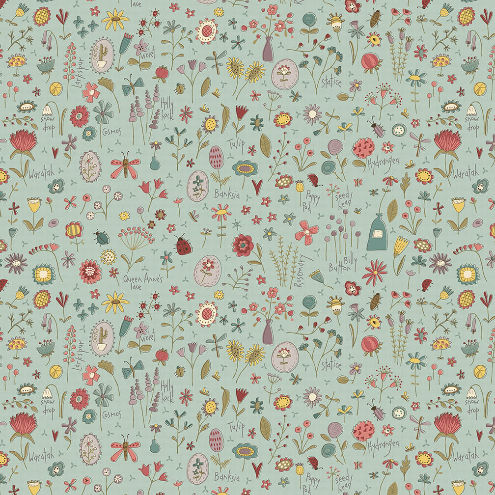 Market Garden - 2896-17 - Tossed Wild Flowers - Light Blue