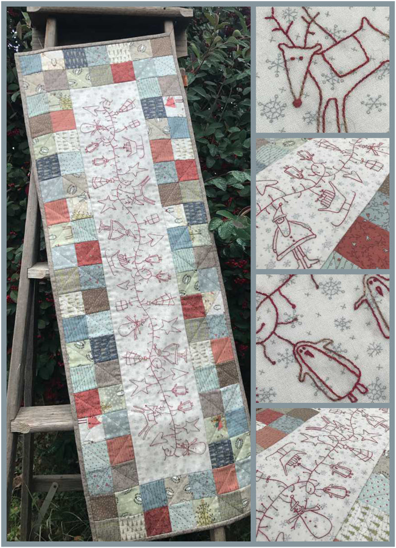 Christmas Garland Table Runner Hatched and Patched